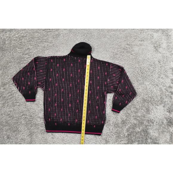 Vintage Bears Crossing Black Pink Sweater M Cotton Pullover USA Vintage Knit - Picture 5 of 6